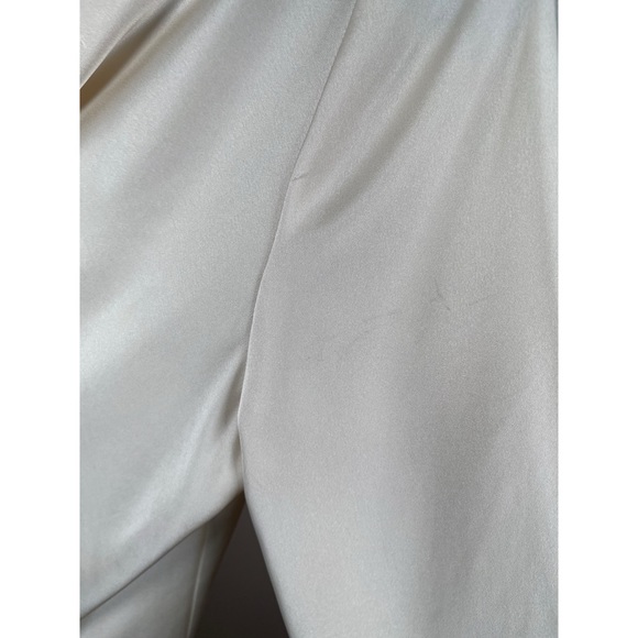 Reformation Pike Satin Long Sleeve Cowl Neck Almond White Mini Dress Size Large - Picture 9 of 14